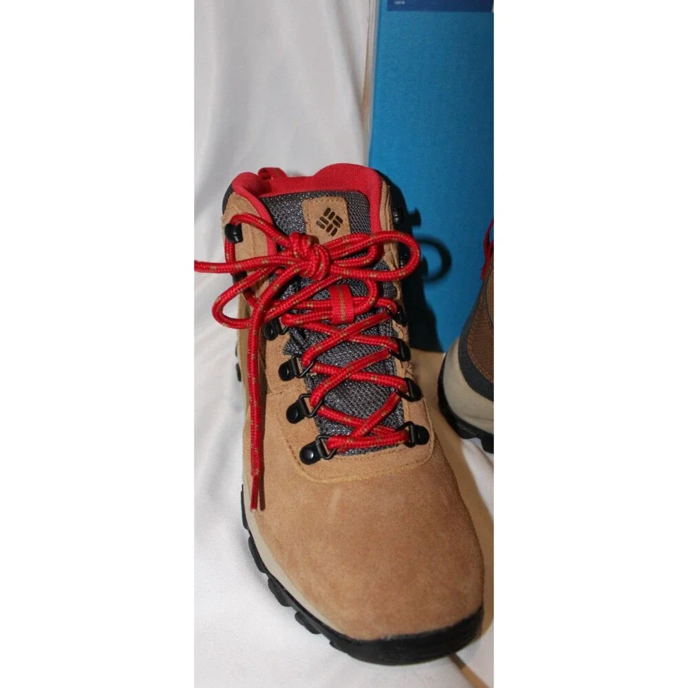 COLUMBIA MEN NEWTON RIDGE PLUS II WATERPROOF HIKING BOOT‎ SIZE 7 ELK/RED NIB